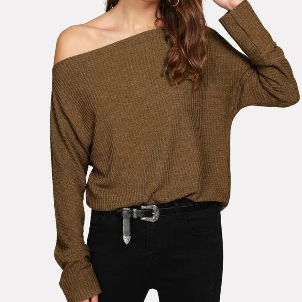 3 for $25 Shein Oblique Shoulder Dolman Sleeve Sweater